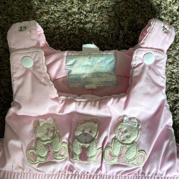 Vintage Baby Girl Winter Bunting Suit Pink Bears 6-9 Months - Picture 6 of 8